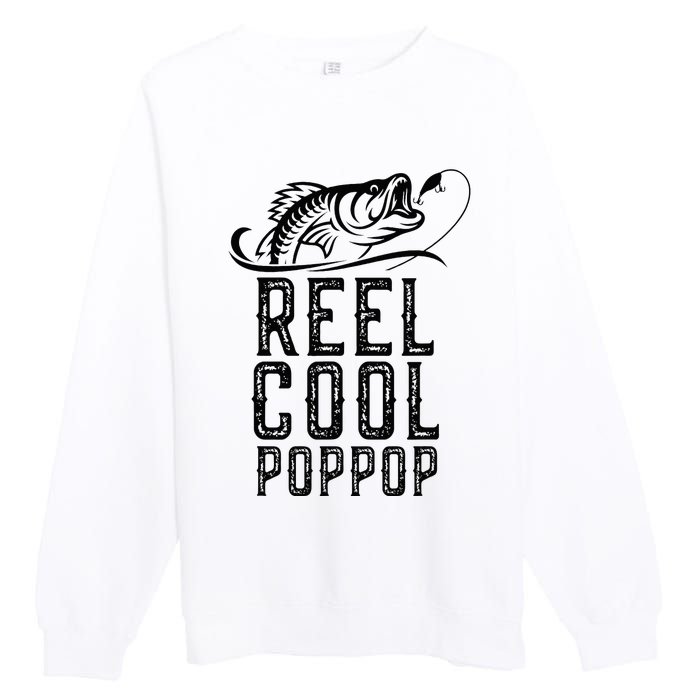 Reel Cool Pop Pop Fishing Fisherman Funny Retro PopPop Premium Crewneck Sweatshirt