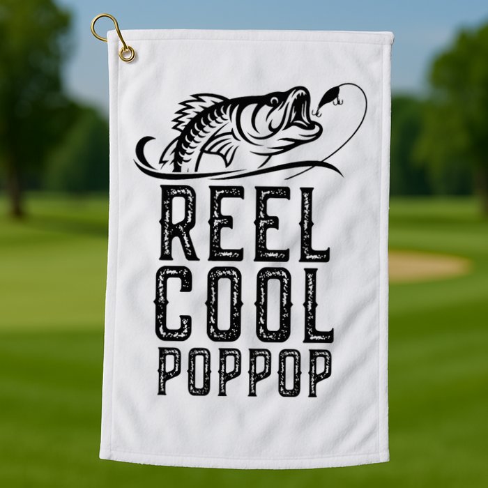 Reel Cool Pop Pop Fishing Fisherman Funny Retro PopPop Golf Towel