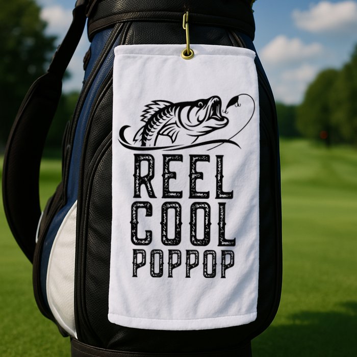 Reel Cool Pop Pop Fishing Fisherman Funny Retro PopPop Golf Towel