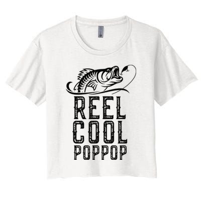 Reel Cool Pop Pop Fishing Fisherman Funny Retro PopPop Crop Top