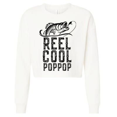 Reel Cool Pop Pop Fishing Fisherman Funny Retro PopPop Cropped Pullover Crew