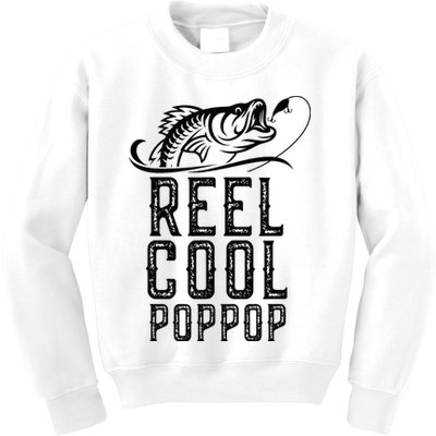 Reel Cool Pop Pop Fishing Fisherman Funny Retro PopPop Kids Sweatshirt