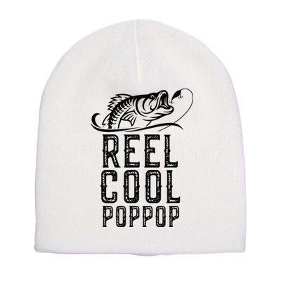 Reel Cool Pop Pop Fishing Fisherman Funny Retro PopPop Short Acrylic Beanie