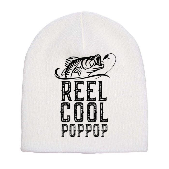 Reel Cool Pop Pop Fishing Fisherman Funny Retro PopPop Short Acrylic Beanie