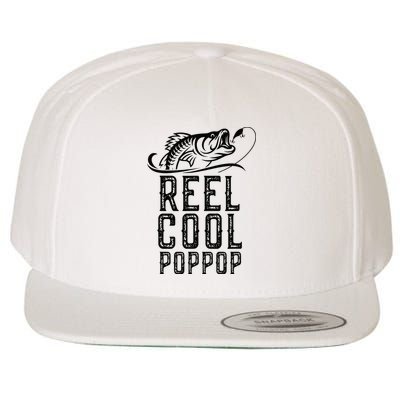 Reel Cool Pop Pop Fishing Fisherman Funny Retro PopPop Wool Snapback Cap