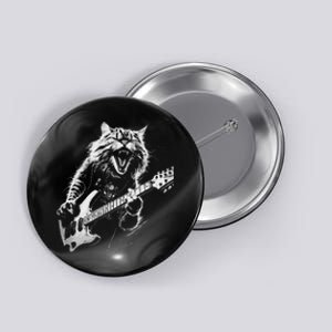 Rock Cat Playing Guitar Woman Funny Guitar Cat Button