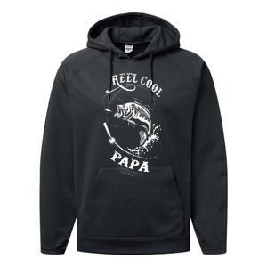 Reel Cool Papa For Fishing Nature Lovers Performance Fleece Hoodie