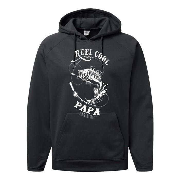 Reel Cool Papa For Fishing Nature Lovers Performance Fleece Hoodie