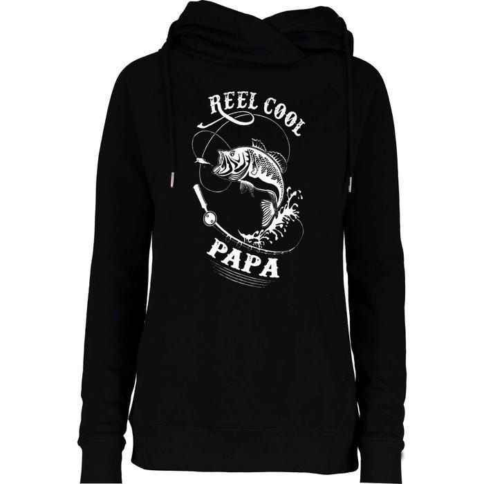 Reel Cool Papa For Fishing Nature Lovers Womens Funnel Neck Pullover Hood