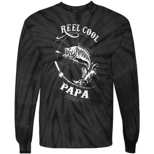 Reel Cool Papa For Fishing Nature Lovers Tie-Dye Long Sleeve Shirt