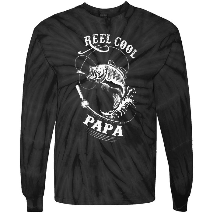 Reel Cool Papa For Fishing Nature Lovers Tie-Dye Long Sleeve Shirt