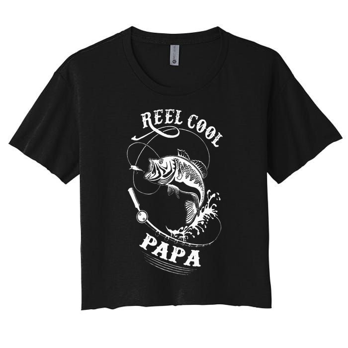 Reel Cool Papa For Fishing Nature Lovers Women's Crop Top Tee