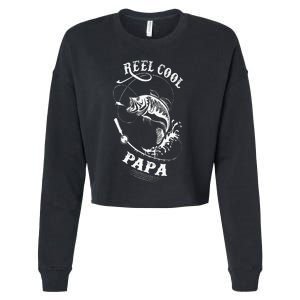 Reel Cool Papa For Fishing Nature Lovers Cropped Pullover Crew