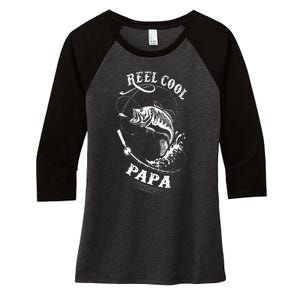 Reel Cool Papa For Fishing Nature Lovers Women's Tri-Blend 3/4-Sleeve Raglan Shirt