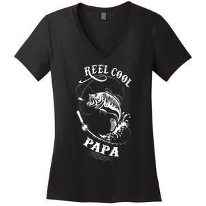 Reel Cool Papa For Fishing Nature Lovers Women's V-Neck T-Shirt