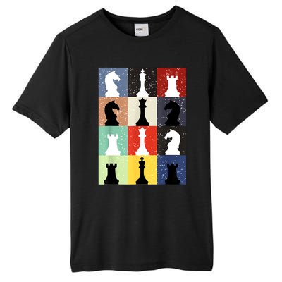 Retro Chess Player Shirt Gift Vintage Chess Pieces Tall Fusion ChromaSoft Performance T-Shirt