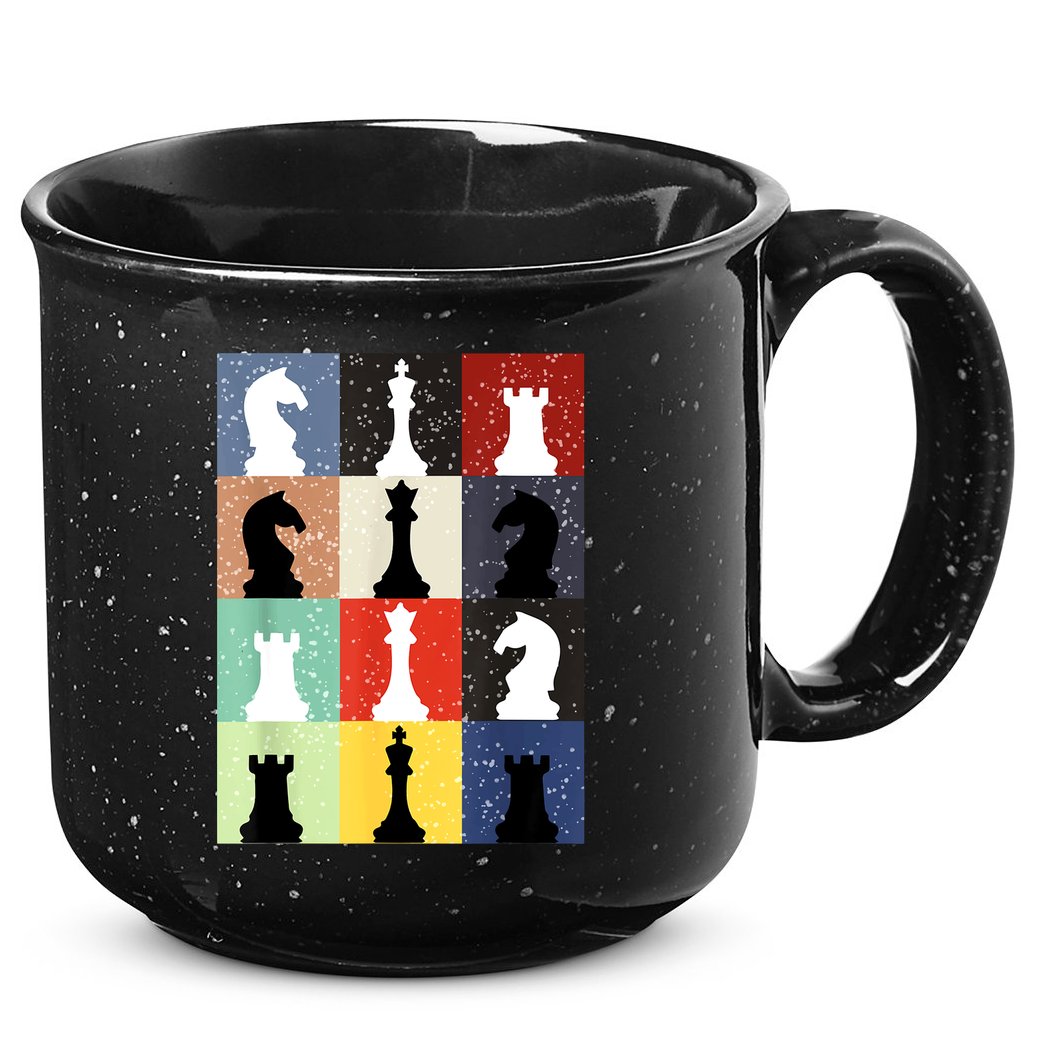 Retro Chess Player Shirt Gift Vintage Chess Pieces 15oz Campfire Ceramic Mug