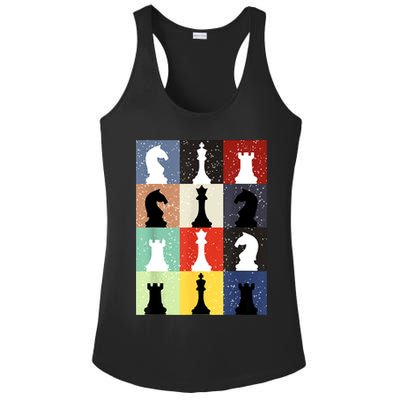 Retro Chess Player Shirt Gift Vintage Chess Pieces Ladies PosiCharge Competitor Racerback Tank