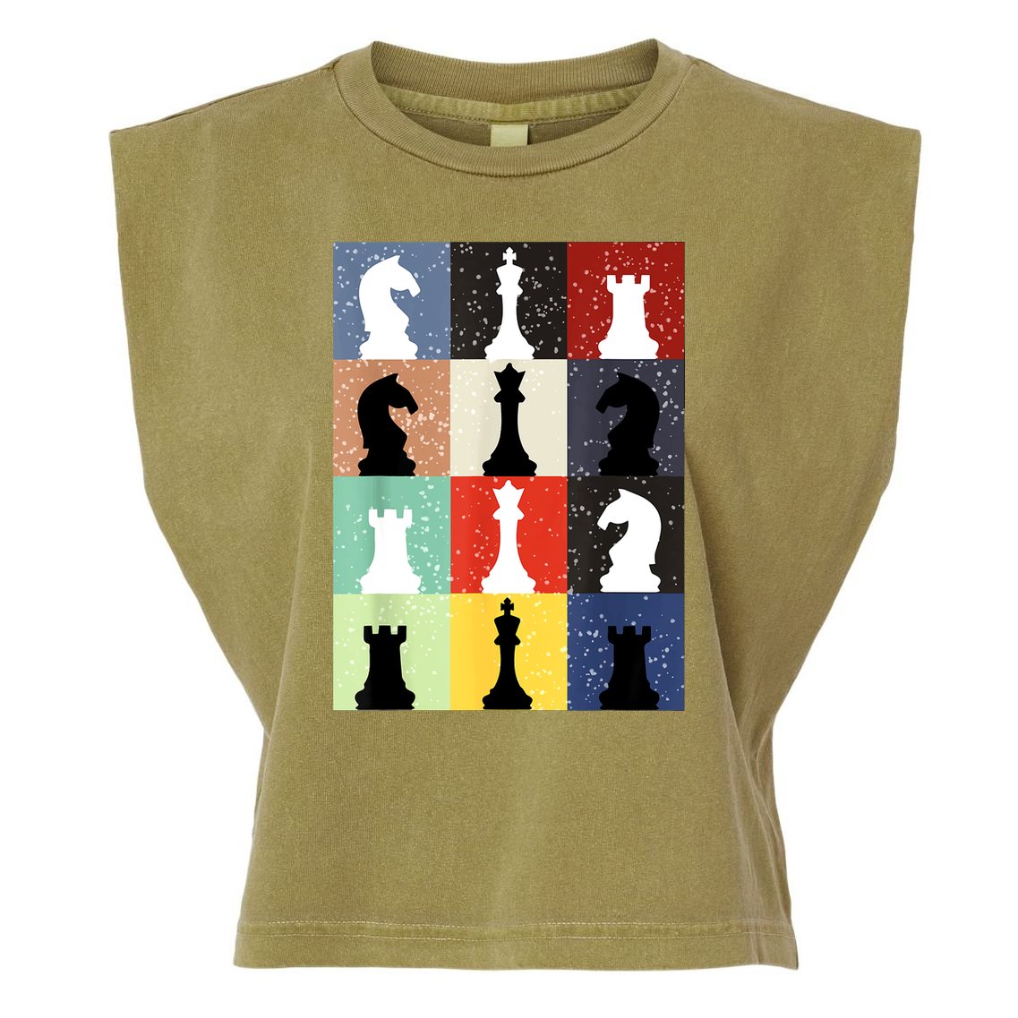 Retro Chess Player Shirt Gift Vintage Chess Pieces Garment-Dyed Women's Muscle Tee