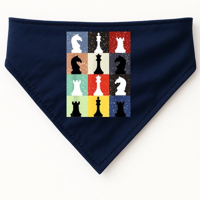 Retro Chess Player Shirt Gift Vintage Chess Pieces USA-Made Doggie Bandana
