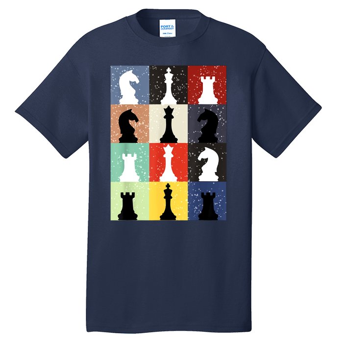 Retro Chess Player Shirt Gift Vintage Chess Pieces Tall T-Shirt