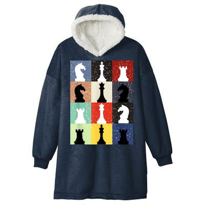 Retro Chess Player Shirt Gift Vintage Chess Pieces Hooded Wearable Blanket