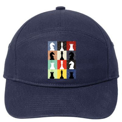 Retro Chess Player Shirt Gift Vintage Chess Pieces 7-Panel Snapback Hat