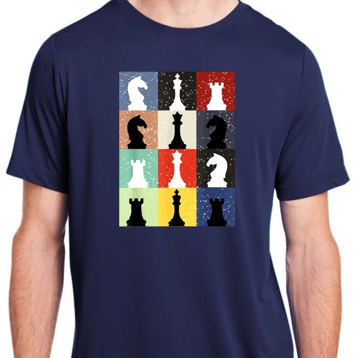 Retro Chess Player Shirt Gift Vintage Chess Pieces Adult ChromaSoft Performance T-Shirt