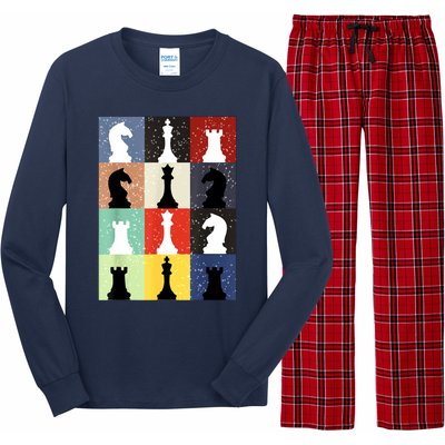 Retro Chess Player Shirt Gift Vintage Chess Pieces Long Sleeve Pajama Set