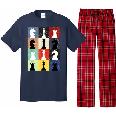 Retro Chess Player Shirt Gift Vintage Chess Pieces Pajama Set