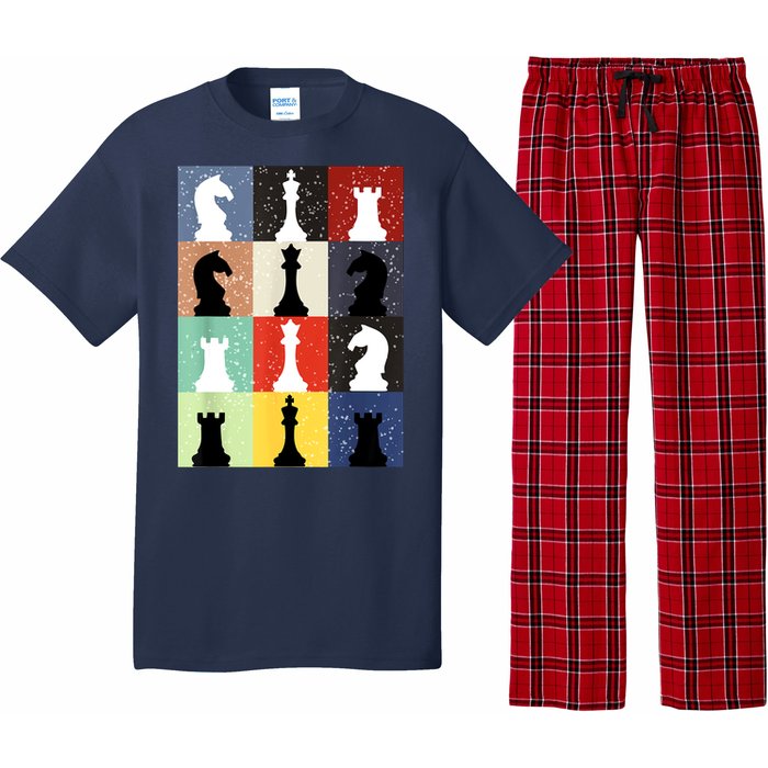 Retro Chess Player Shirt Gift Vintage Chess Pieces Pajama Set