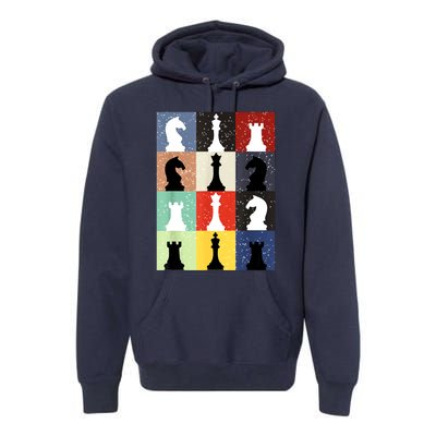 Retro Chess Player Shirt Gift Vintage Chess Pieces Premium Hoodie