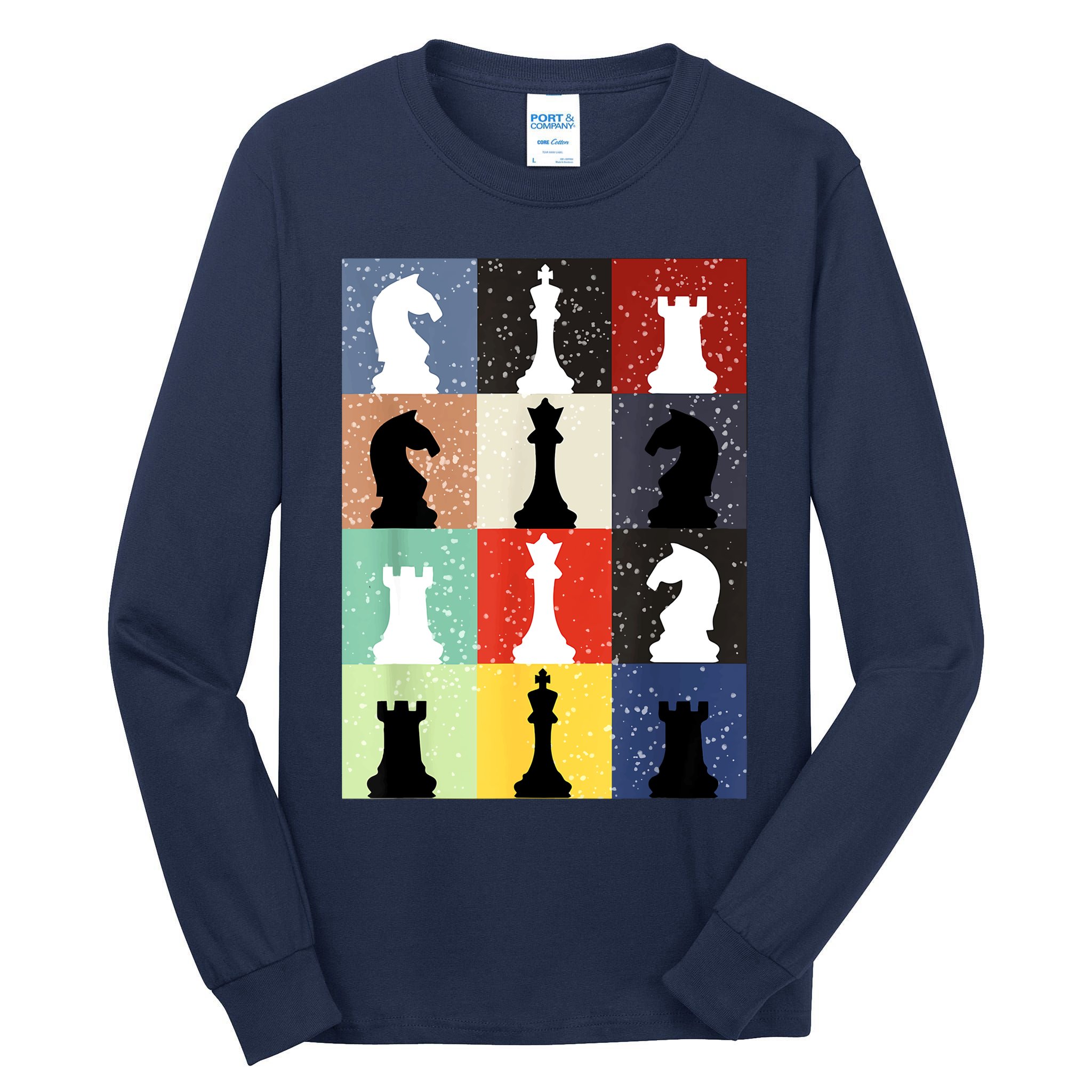 Retro Chess Player Shirt Gift Vintage Chess Pieces Tall Long Sleeve T-Shirt