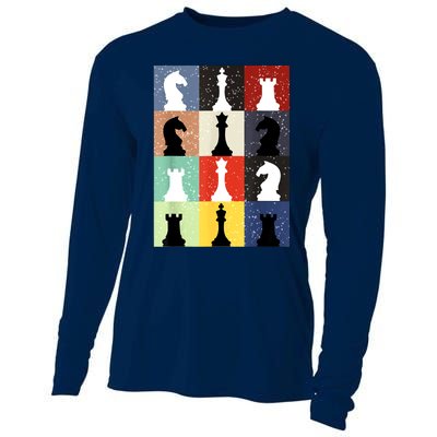 Retro Chess Player Shirt Gift Vintage Chess Pieces Cooling Performance Long Sleeve Crew