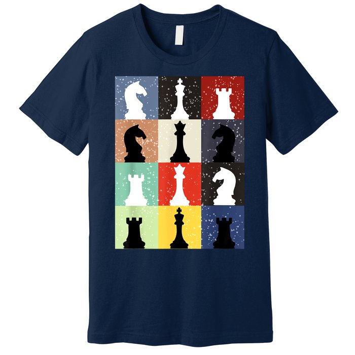 Retro Chess Player Shirt Gift Vintage Chess Pieces Premium T-Shirt