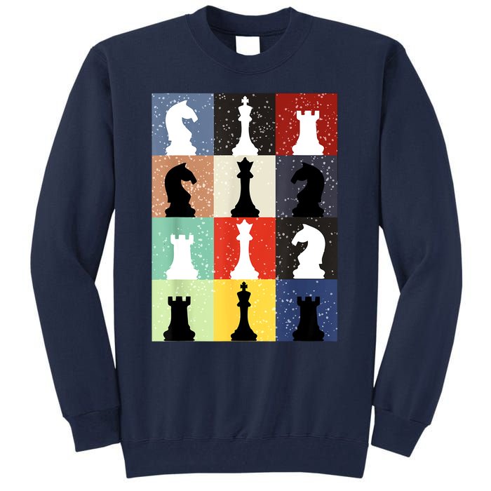 Retro Chess Player Shirt Gift Vintage Chess Pieces Tall Sweatshirt