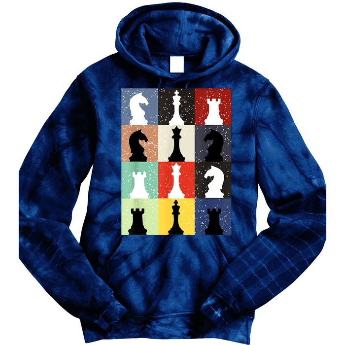 Retro Chess Player Shirt Gift Vintage Chess Pieces Tie Dye Hoodie