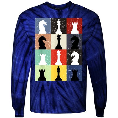 Retro Chess Player Shirt Gift Vintage Chess Pieces Tie-Dye Long Sleeve Shirt