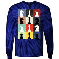 Retro Chess Player Shirt Gift Vintage Chess Pieces Tie-Dye Long Sleeve Shirt