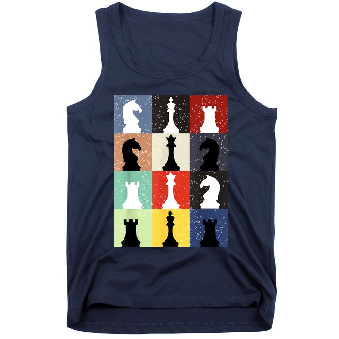 Retro Chess Player Shirt Gift Vintage Chess Pieces Tank Top