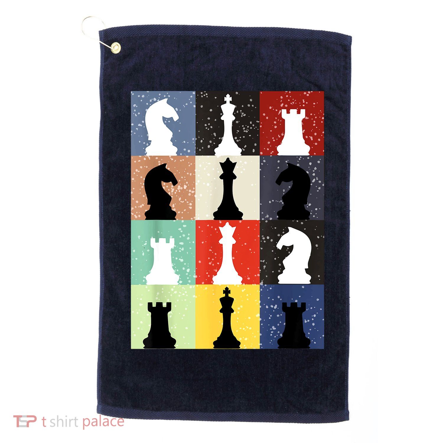 Retro Chess Player Shirt Gift Vintage Chess Pieces Golf Towel