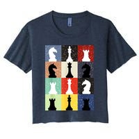 Retro Chess Player Shirt Gift Vintage Chess Pieces Women's Crop Top Tee
