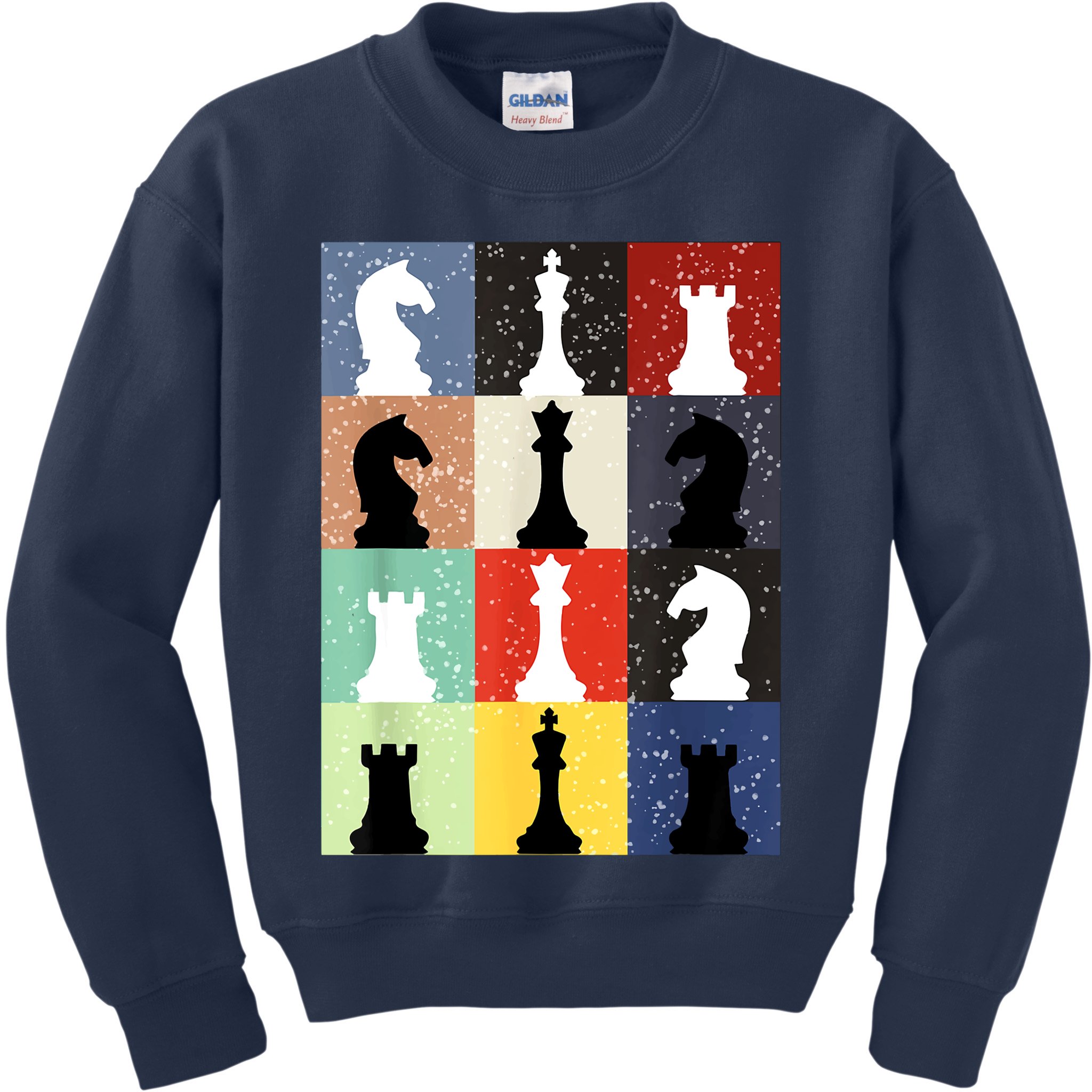 Retro Chess Player Shirt Gift Vintage Chess Pieces Kids Sweatshirt