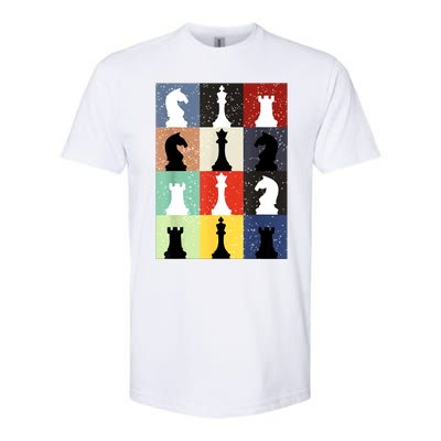 Retro Chess Player Shirt Gift Vintage Chess Pieces Softstyle CVC T-Shirt