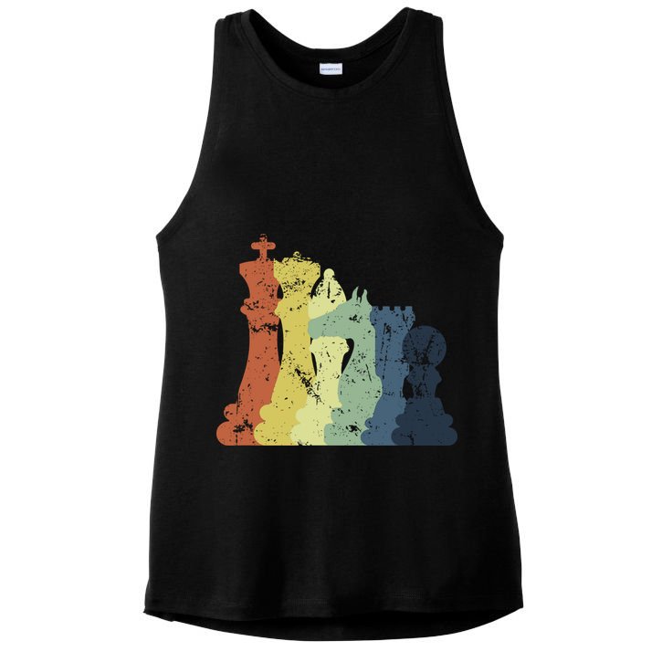 Retro Chess Player Shirt Gift Vintage Chess Pieces Ladies PosiCharge Tri-Blend Wicking Tank