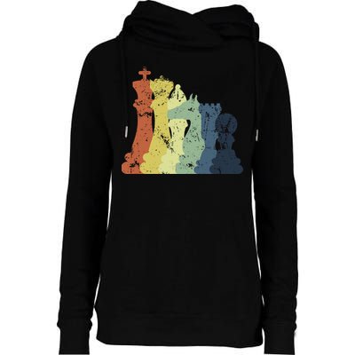 Retro Chess Player Shirt Gift Vintage Chess Pieces Womens Funnel Neck Pullover Hood