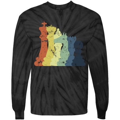 Retro Chess Player Shirt Gift Vintage Chess Pieces Tie-Dye Long Sleeve Shirt
