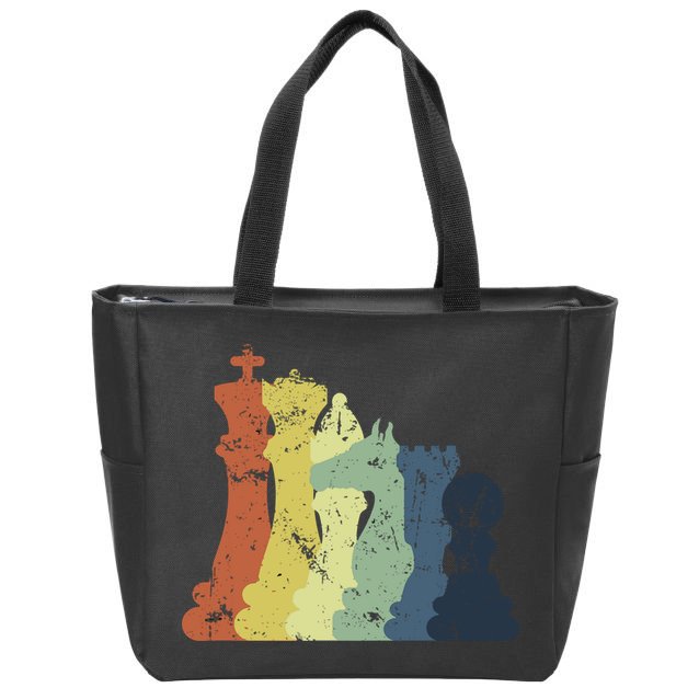 Retro Chess Player Shirt Gift Vintage Chess Pieces Zip Tote Bag