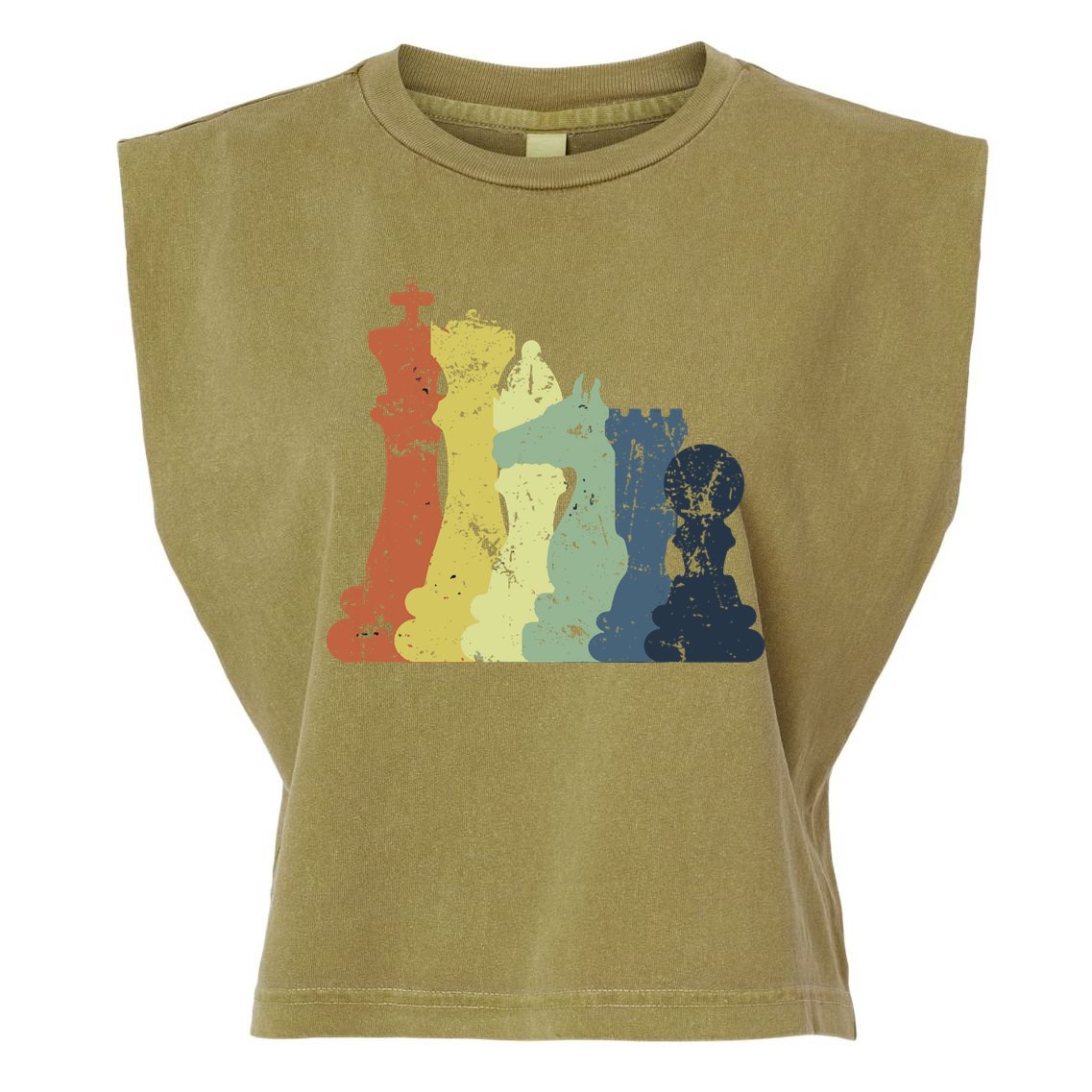 Retro Chess Player Shirt Gift Vintage Chess Pieces Garment-Dyed Women's Muscle Tee