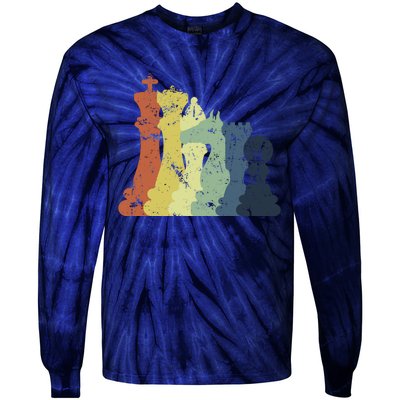 Retro Chess Player Shirt Gift Vintage Chess Pieces Tie-Dye Long Sleeve Shirt